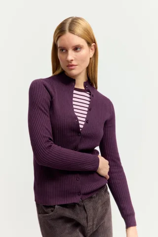 THE FASHION PEOPLE - Rib Turtleneck cardigan BURGUNDY - Gr. - XS