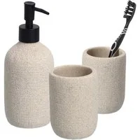Zeller Present Badaccessoire-Set 3-teiliges Badaccessoire-Set Natural - Beige, Set, 3 tlg., 3-tlg.