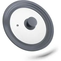 relaxdays Topfdeckel 20 24 cm mit Silikonrand, grau