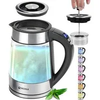 ecosa Wasserkocher EO-666, 1.7 l, 2200 W, Temperatureinstellung,LED-Beleuchtung,Edelstahl,BPA-frei,Farbwechsel