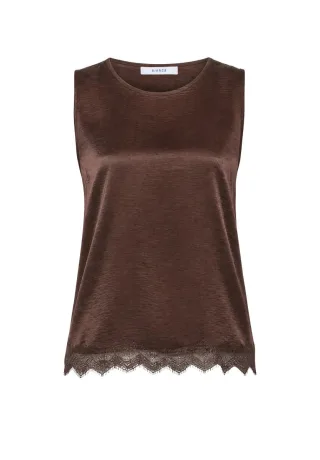 bianca - Top mit Spitze braun - Gr. - 36