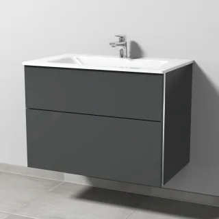 Sanipa 3way Glas-Set Glas-Waschtisch und Unterbau mit 2 Auszügen, Anthrazit-Matt BR20222