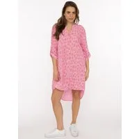 Zwillingsherz Blusentop "Rom" Turn-Up Ärmel, V-Neck. Leo-Muster, Musselin