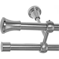 BASIT Gardinenstange Edelstahloptik 19mm mit Deckenträgern 120 cm E62, Ø 19 mm, 2-läufig, verschraubt, Metall, D28 120 cm E62 Knauf
