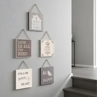 Levandeo® Leinwandbild, 5er Set Wandbilder 20x20cm Motivationsbilder Wanddeko Sprüche