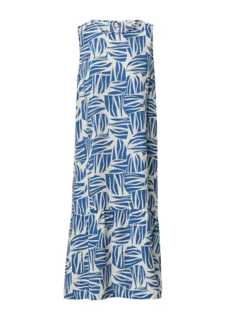 s.Oliver Red Label - Midikleid aus strukturiertem Viskosemix blau/weiß - Gr. - 34