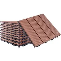 FIVMEN Terrassendielen WPC Fliesen Terrassenfliesen 30x30cm Bodenbelag mit klicksystem, braun, (44-St), für Terrasse und Balkon