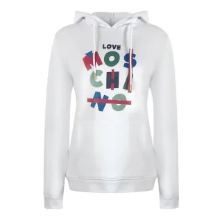Love Moschino Jumble Logo Weißer Hoodie