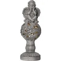 STAR TRADING LED Solarleuchte Angel, Solar Figur,Angel, Engel in Stein-Optik, Dämmerungssensor, LED warmw