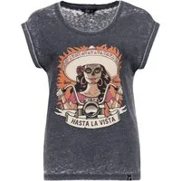 QueenKerosin Print-Shirt Hasta La Vista (1-tlg) mit Roll-Up