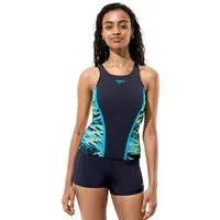Speedo Tankini HYPERBOOM SPLICE TANKINI SET BLK/GRN mit Vier-Wege-Stretch, chlorbeständig