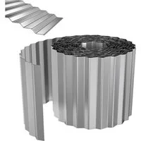 FIVMEN Rasenkante Beetbegrenzung aus Metall Beetumrandung Verzinkt 5m/10m Lang, Farben: Silber/Schwarz/Rost, 15cm/18cm Hoch, Rasenbleche Mähkante Flexible Rasen Umrandung