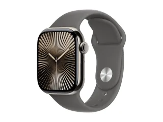 Apple Watch Series 10 (GPS + Cellular) 42mm Titan Natur mit Sportarmband M/L steingrau | mwxe3qf/a |