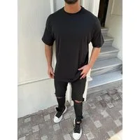 Megaman Jeans T-Shirt Herren Oversize T-Shirt O-Neck Rundhalsausschnitt Kurzarm Regular