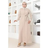 MODAMİHRAM Maxikleid Geknöpfter Ripp-Abaya