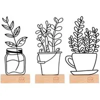 UNUS HOME Dekofigur Aufsteller Eimer,Einmachglas,Tasse mit Blumen 3er Se (3er Set), Tischdeko Metall, Blumendeko modern