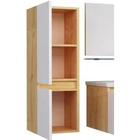 Homeline Hängeschrank Hängeschrank Weiß / Eiche Hochschrank Badezimmerschrank badmöbel