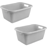 keeeper Wäschewanne aenna, 2er Set, 65 x 44 x 28 cm, 52 l (Set, 2 St), praktische Griffe, platzsparend ineinander nestbar