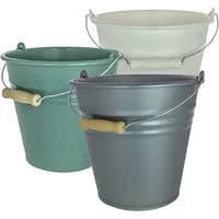 Ebaxx Putzeimer 1 x 10 oder 7 Liter METALL OPTIK Eimer Plastik Wasser Blumen Topf, 10 Liter Eimer 7 Liter Eimer Kunststoff Plastik