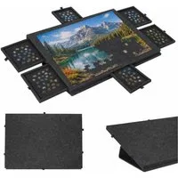 BlingBin Puzzleunterlage Filz Puzzlebrett 1000 Teile mit 6 Schubladen, klappbar, (2-in-1 Puzzlematte mit Ständer & Abdeckung, 1-tlg., 1tlg, 77 x 53,6 x 4,2 cm), Leicht & tragbar für Erwachsene & Kinder