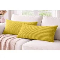 Amilian Dekokissen 40x80 cm 2er Set mit Füllung – Cord-Optik Sofakissen, mit Füllung und Bezug, formstabil, Hotelverschluss