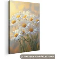 OneMillionCanvasses® Leinwandbild Gänseblümchen - Weiß - Sonnenlicht, Fotodruck (1 St), Leinwand Canvas Wandbild, Wanddekoration 20x30 cm