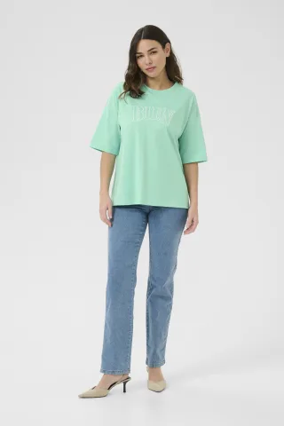 T-shirt Oversize fit Pool Blue W. Chalk Embroidery light blue