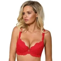 Róza Lingerie Push-up-BH Push-Up-BH Newia rot mit Spitze Blumenmuster mit Bügeln (einzeln, 1-tlg)