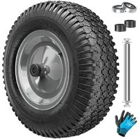 MASKO Schubkarren-Rad Air Luftbereifung 250kg Traglast (Luft-Rad mit Stahlfelge, Handschuhen & Karbonstahl-Kugellager), Ersatzrad für Schubkarre & Gartenkarre pannensicheres Reifen
