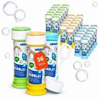 alldoro Seifenblasenstab 36er Seifenblasen-Set, Seifenblasenstäbe mit Murmelspiel im Deckel, Bubbles für Party, Kindergeburtstag, Hochzeit & Mitgebsel ab 3 Jahren