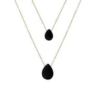 Luxenter Halskette, Metalllegierung und Onyx Abelia 18K vergoldet