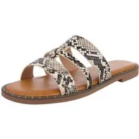 Ital-Design Elegante Damen-Sandalen aus veganem Material, beige Pantolette (89368555) Blockabsatz Pantoletten in Beige