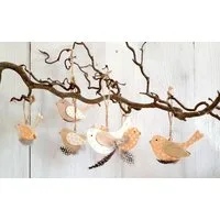 LB H&F Lilienburg Dekohänger 6er SET Anhänger Vogel Frühling Frühlingsdeko Deko Frühjahr Dekoration (zum Hängen aufhängen natürlich Herbst Osterhänger Osteranhänger Sommer Dekoaufhänger Holzaufhänger Hängedekoration Fensteranhänger Anhänger Hänger Ge
