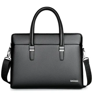 Men's Business Leather Briefcase Solid Simple Fashion 14'' Laptop Handbag Waterproof Large Capacity Shoulder Crossbody B
