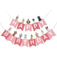 BRUBAKER Wimpelkette Happy Birthday Geburtstagsgirlande mit Hunden - Geburtstag Tier Banner, Geburtstagsdeko Girlande für Geburtstagsfeier - Party Dekoration