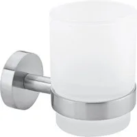 tesa Zahnputzbecher MOON Zahnputzbecherhalter ohne Bohren - 9,5 cm : 6,7 cm : 10,7 cm, (Packung, 1-St), selbstklebender Zahnbürstenhalter - Edelstahl - silber matt