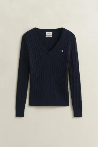 GANT - Classic Zopfstrickpullover evening blue - Gr. - M