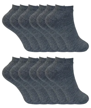 Damen Winter Low Cut Trainer Socken | 12 Paar Multipack | dicke Knöchelsocken für Frauen - Charcoal