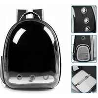 QLS Tierreisebox Transportrucksack 40x30x28 cm bis 7 kg, transparent, Sichtblende, Belüftung, wasserabweisend, Kunststoff