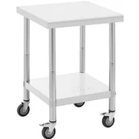 Royal Catering Arbeitstisch 60 x 60 cm Rollbarer Edelstahltisch Gastrotisch Edelstahl 120 kg, verschiedene Größen