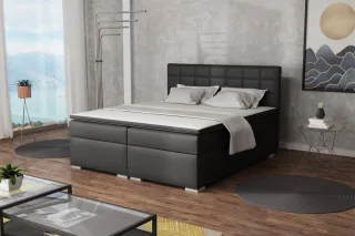 Boxspringbett Schlafzimmerbett FARUK 140x200cm Kunstleder Soft Schwarz