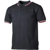 MFH Poloshirt Poloshirt rot-weiße Streifen mit Knopfleiste schwarz
