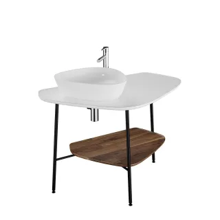 VitrA Plural Konsole 103 cm Ausschnitt links für Aufsatzschale wandgebunden Weiß Hochglanz,62570 62570