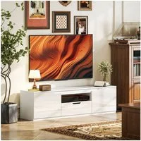HOMCOM TV-Board TV Schrank Lowboard mit 2 Türen, Schublade, 160 cm lang (TV Board, 1 St., Fernsehtisch), mit Kabelmanagement für Wohnzimmer, Weiß