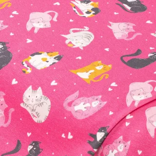 Baumwoll-Jersey "Katzen" mit Elasthan, rosa-color