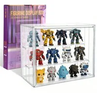 BlingBin Vitrine Dreistöckige transparente Acryl-Vitrine mit staubdichter Tür (1er Set, 1-St., 36 × 22 × 26.5 cm) mehrstufige Ausstellungsregale für Sammelfiguren, Modelle und Cupcakes