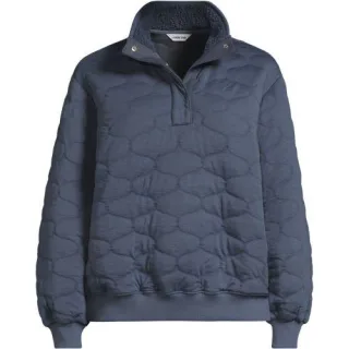 Sweatshirt mit Steppung für Damen in Plus-Größe, Damen, size: plus, Blau, Polyester/Viskose, by Lands' End