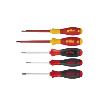 Wiha Schraubendreher Set SoftFinish gemischtSchlitz, Phillips, Pozidriv 5-teilges Set - 47036