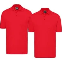 James & Nicholson Poloshirt Doppelpack Feines Herren Piqué-Polohemd mit gestrickten Bündchen JN070 (Doppelpack, 2er-Pack) Sportlicher Schnitt mit Seitenschlitzen