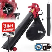 Onbest Elektro-Laubbläser LV3245 3in1 Laubsauger Laubhäcksler, 10:1 Mulchen, 45L Fangsack, 3200W